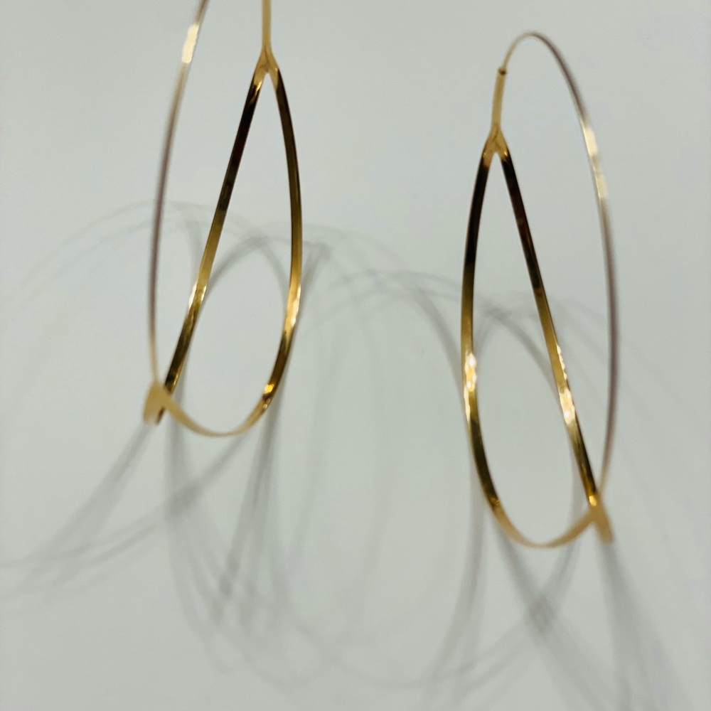 Lana Jewelry 14K yellow Gold Flirt Split hoops 3" long - Picture 12 of 16